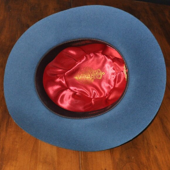 Christys' London Blue 100% Wool Felt Big Brim Fedora Hat M Handmade England - Picture 8 of 13